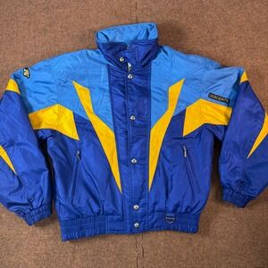 A+ Vintage Descente Ski Jacket Mens Small Blue Yellow‎ Colorblock 90s D4-8646